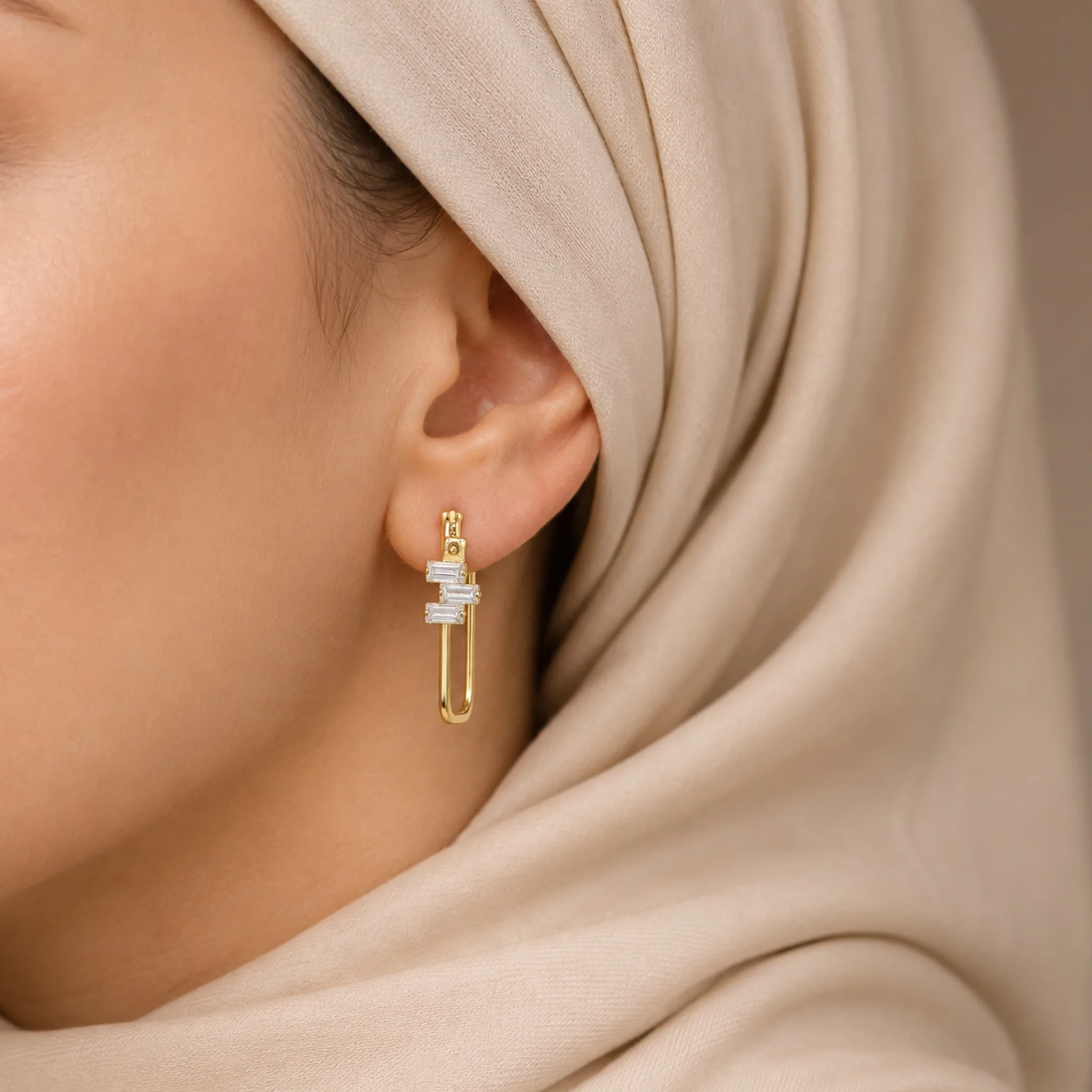 گوشواره بگت سه نگین - تصویر 2
